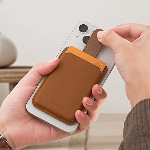 Sinjimoru Pull & Eject Magnetic Wallet for iPhone, Vegan Leather Magnetic Card Holder, Compatible with MagSafe Wallet, M-Pull Tab Wallet Black - Image 5