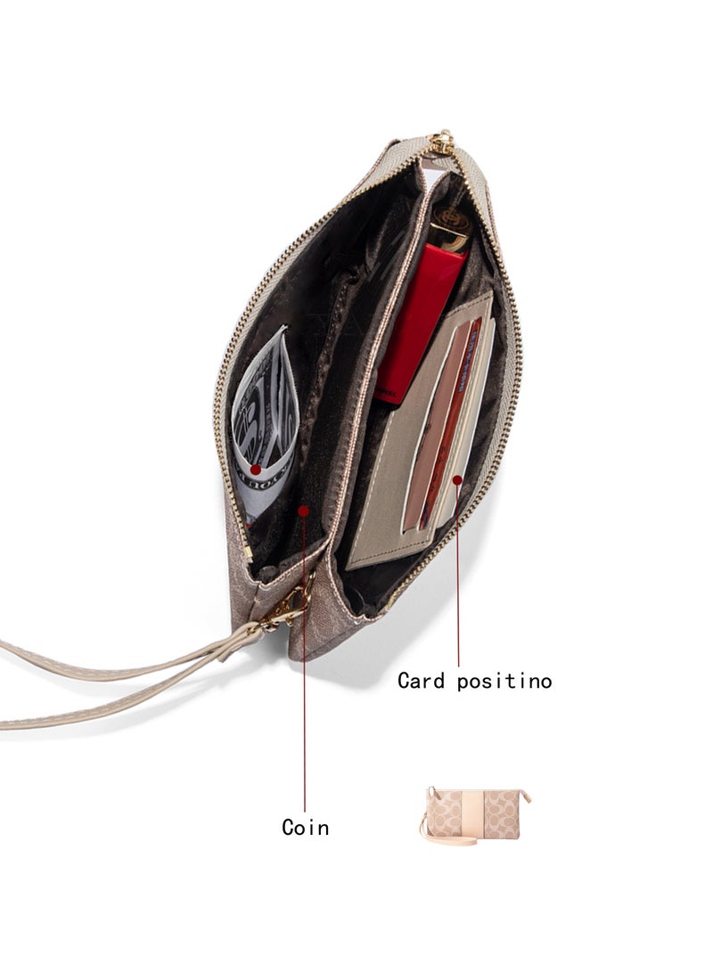 Rock Pow Classic Geometric Print Women's Wallet Large Capacity  Zip Ladies Card Phone Holder  Wristlet Leather