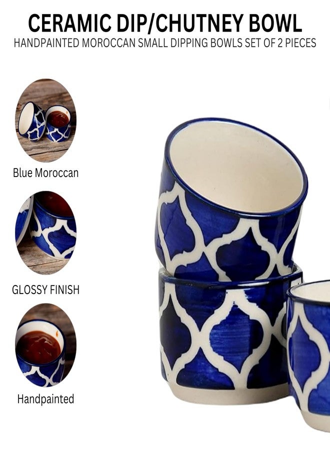 Yourowndcor Hand-Painted Multicolored Moroccan Ceramic Dip Bowls/Chutney Bowl (Multicolor, Pack of 2)-Multi-Color - Image 3