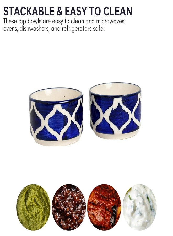Yourowndcor Hand-Painted Multicolored Moroccan Ceramic Dip Bowls/Chutney Bowl (Multicolor, Pack of 2)-Multi-Color - Image 4