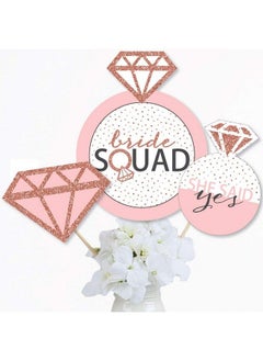 Big Dot of Happiness Bride Squad Rose Gold Bridal Shower Or Bachelorette Party Centerpiece Sticks Table Toppers Set Of 15  - Image 3