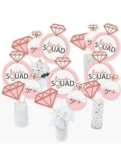 Big Dot of Happiness Bride Squad Rose Gold Bridal Shower Or Bachelorette Party Centerpiece Sticks Table Toppers Set Of 15  - Image 1