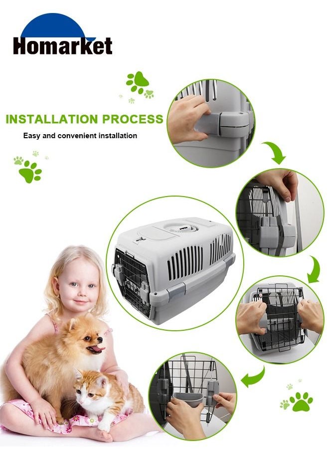 HomarKet - 2-Door Top Load Hard Sided Dog and Cat Kennel Travel Carrier Pet Carrier Airline Approved Kitty Travel Cage ,Plastic Lightweight and Safe to Carry for for Indoor Oudoor Car Small Kitten Puppy Dog Slee - Image 1