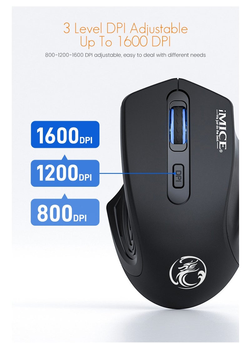 iMice Wireless Mouse, TYPE-C Rechargeable Wireless Mouse, Silent Office And Game Mouse, 3-Speed DPI Adjustment, Ergonomic Optical Portable Mouse For Laptops Android Windows Mac OS, Black  - Image 3