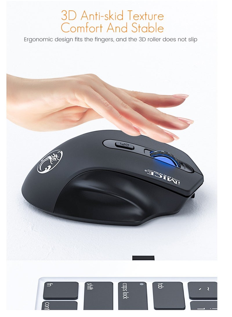iMice Wireless Mouse, TYPE-C Rechargeable Wireless Mouse, Silent Office And Game Mouse, 3-Speed DPI Adjustment, Ergonomic Optical Portable Mouse For Laptops Android Windows Mac OS, Black  - Image 5