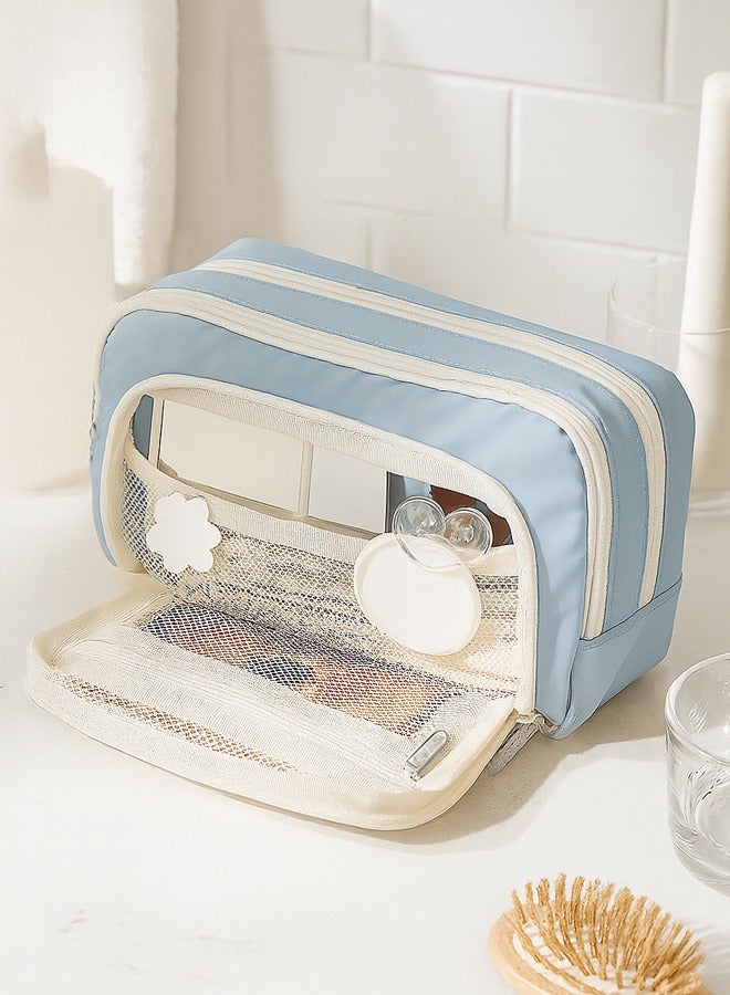 4-Compartment Toiletry Bag for Travel, Dry and Wet Separation Wash Bag, Foldable Makeup and Skincare Organizer - Image 1