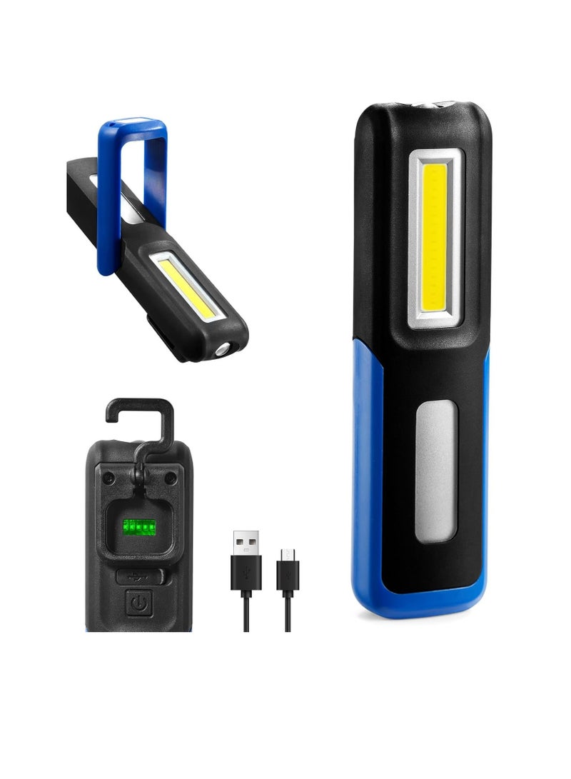 Work Light, Rechargeable LED Flashlight With Magnetic Base, Portable Task Inspection Lights Lamp, Lightweight Super Bright Torch For Indoor Outdoor, (1pc, Blue) - Image 1