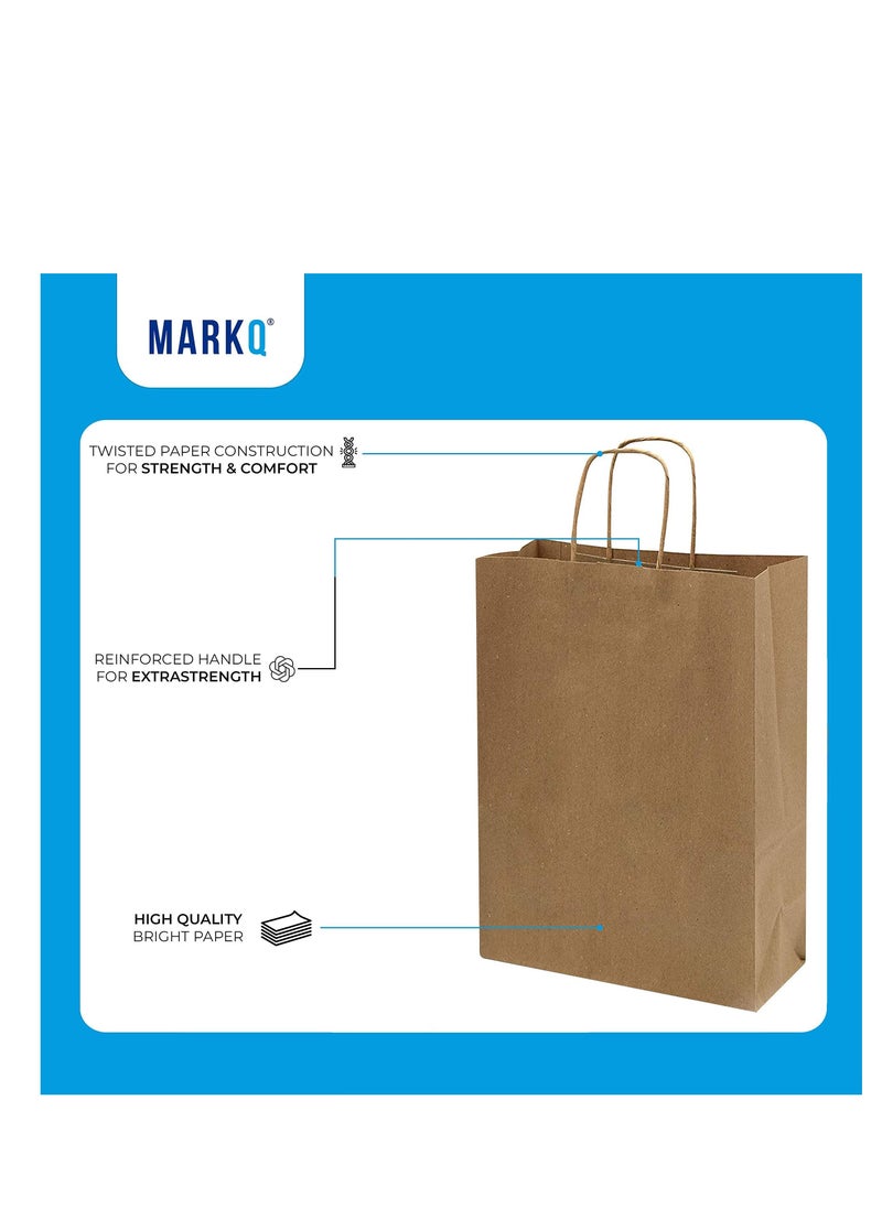 MARKQ Brown Paper bags with handles 27 x 22 x 11 cm Large Kraft Gift bags for Birthday Party Favors, Weddings, Retail, Baby Shower 12 Bags  - Image 3