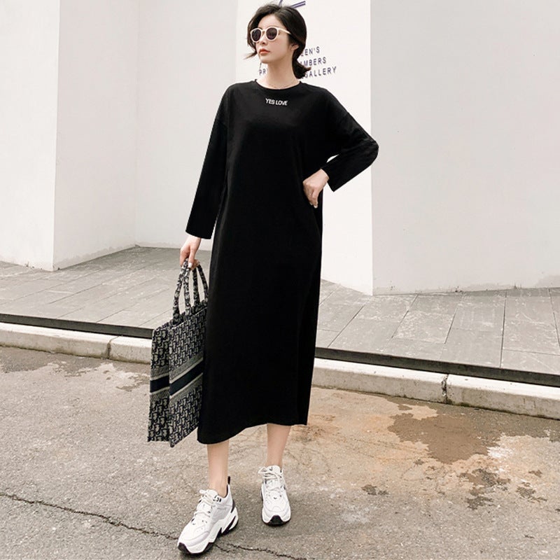 Short-Sleeved South Korea Internet Celebrity Lazy Man Maxi Dress Elegant Dress Loose Plus Size Women'S Long T-Shirt Home Clothes - Image 4