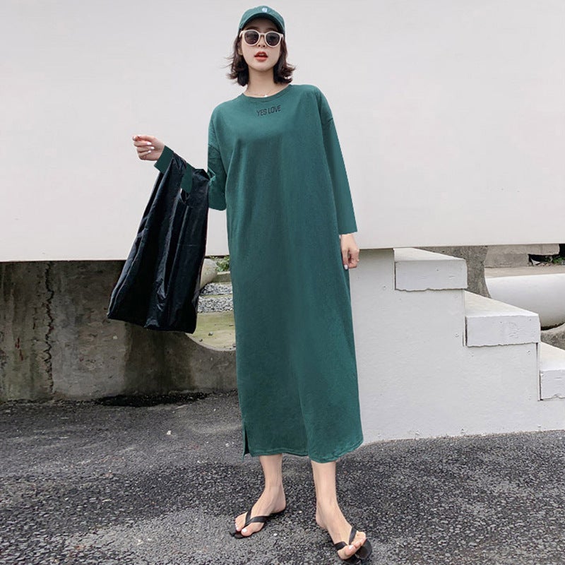 Short-Sleeved South Korea Internet Celebrity Lazy Man Maxi Dress Elegant Dress Loose Plus Size Women'S Long T-Shirt Home Clothes - Image 2