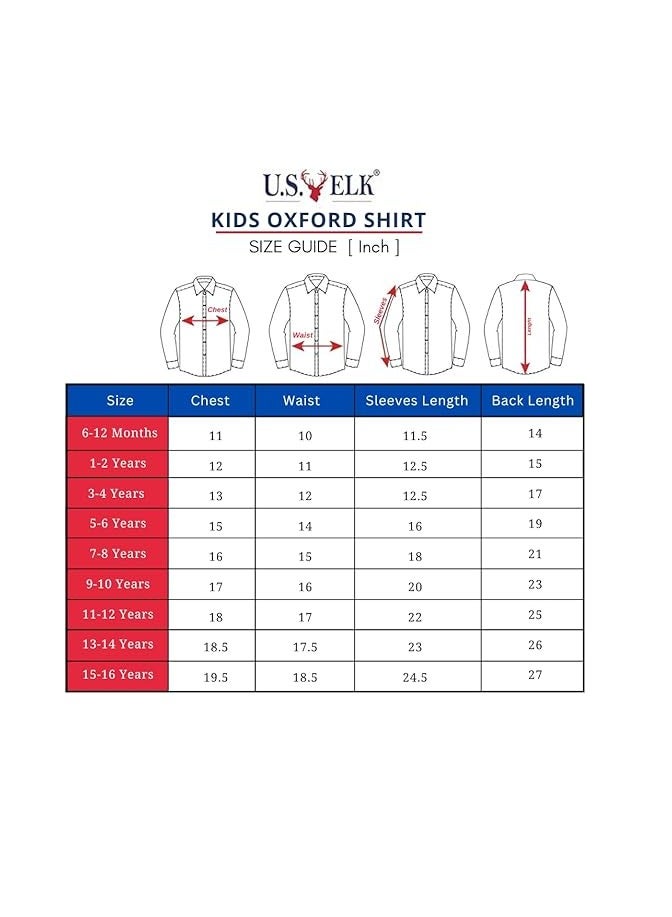 إلكة قميص أكسفورد بأكمام طويلة للأولاد | قميص كلاسيكي رسمي بأزرار للأطفال | قميص قطني بياقة - أبيض-أزرق - Image 4