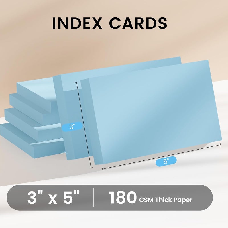 Ciphyfee Index Cards 3x5 Inch, 300sheets, Flash Cards, Blank Blue Note Cards Paper For Studying, Schools Supplies, College, Office And Home Organization, Note Taking Supplies - Image 2