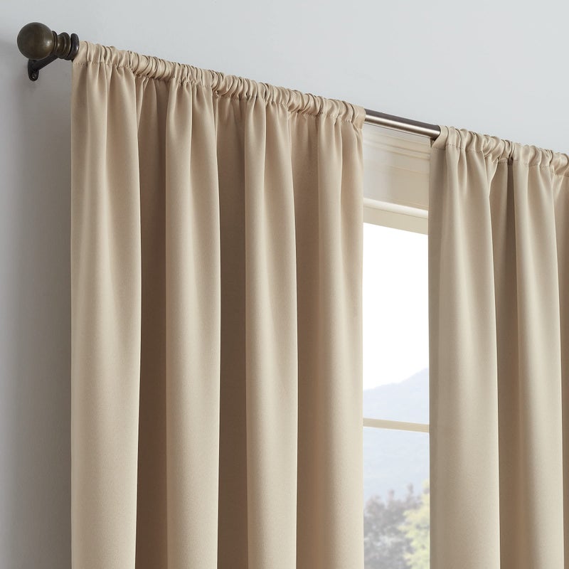 ECLIPSE Solid Thermapanel Modern Room Darkening Rod Pocket Window Curtain for Bedroom (1 Panel), 54" x 84", Taupe - Image 3