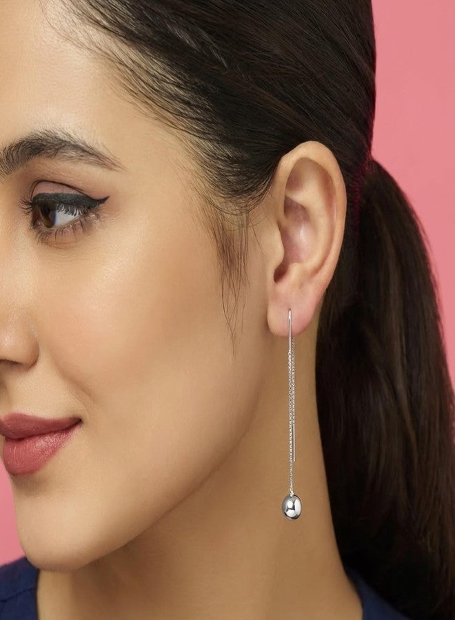 Darshraj Silver Sui Dhaga Earrings - Chandi Studs & Bali For Girls and Women - Image 4