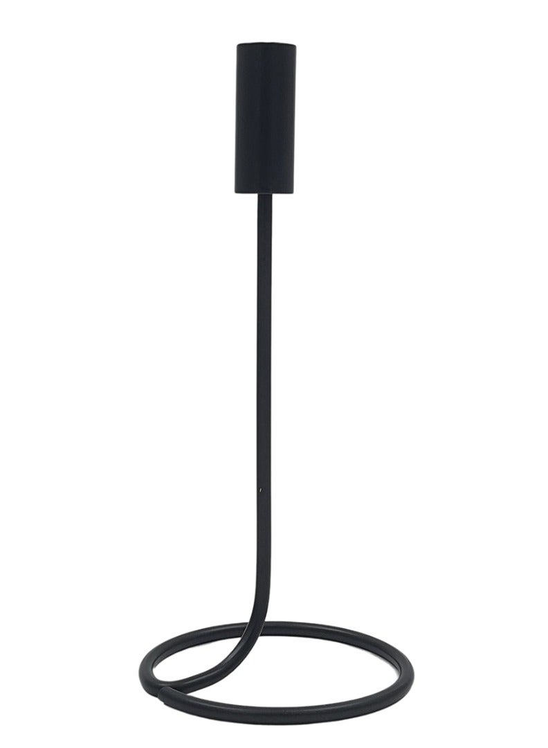 metal candle holder with opened ring base - black  - Image 2