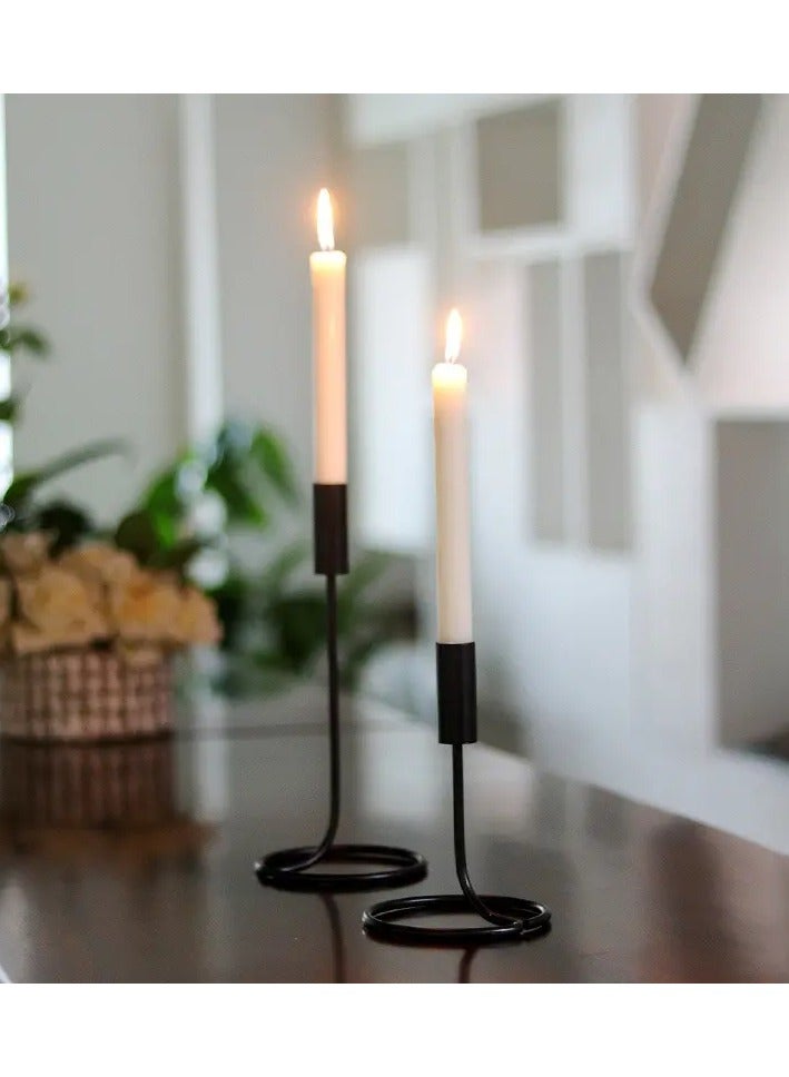 metal candle holder with opened ring base - black  - Image 4
