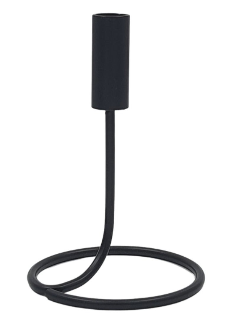 metal candle holder with opened ring base - black  - Image 3