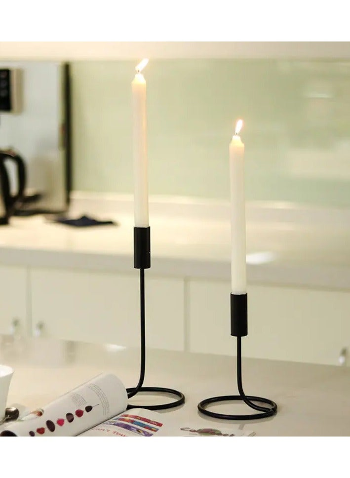 metal candle holder with opened ring base - black  - Image 5