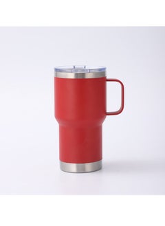 30oz Car Cup Household thickened handle Large capacity Ice Bullion Cup 304 stainless steel vacuum cup rose red