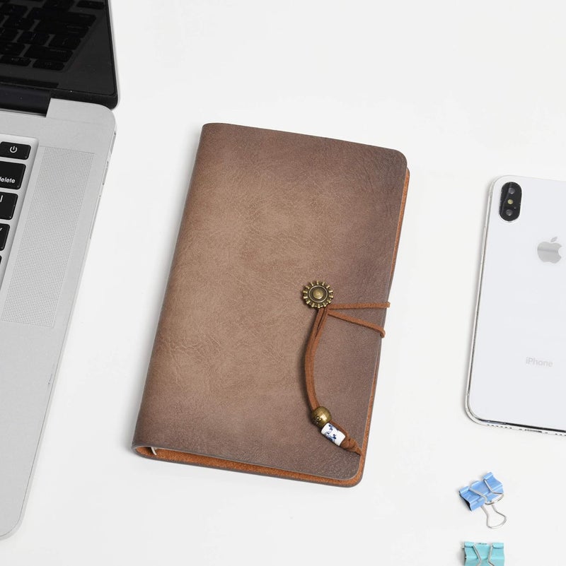 WONDERPOOL Leather Journal A6 Refillable 6 Ring Binder Notebook with Lined Paper and Pen,Writing Diary for Work Travel and Agenda Plan (a-Maroonpink) - Image 2