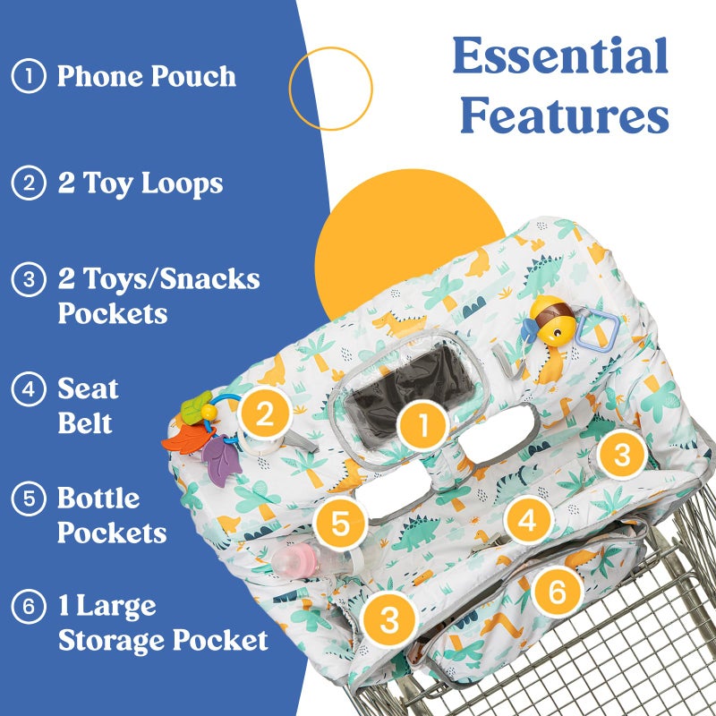 PILLANI Shopping Cart Cover for Baby, High Chair Cover for Restaurant Seat - Grocery Cart Cover for Baby Girl and Boy, Comfortable Cotton Buggy Covers for Babies - Padded Toddler Shopping Cart Cover - Image 4