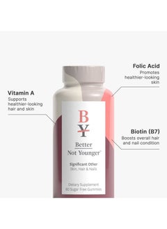 Better Not Younger Significant Other Hair, Skin & Nails Supplement - Sugar-Free Gummies for Hair Growth with Vitamin A & Biotin - Cruelty-Free Women Hair Growth Treatment - 60ct, Strawberry Flavor  - Image 3