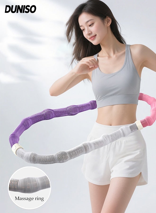 DUNISO Foldable Soft Hula Hoop Spring Fitness Ring Waist Friendly Abdomen Exercise Equipment Multi-functional Exercise Hoops Waist and Abdominal Workout Belt Elastic Alloy Spring Hula Hoop for Adults - Image 1