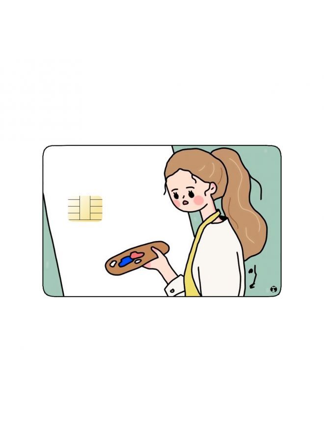 RKN PRINTED BANK CARD STICKER Cute Girl Painting A Picture - Image 2