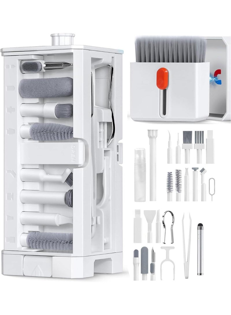 طقم تنظيف إلكترونيات متعدد الوظائف 32 في 1 – مجموعة تنظيف للابتوب والكمبيوتر مع أداة تنظيف منفذ الشحن، قلم لمس، فرشاة لوحة المفاتيح وأدوات قابلة لإعادة الاستخدام للآيفون، ماك بوك، سماعات الأذن، عدسات الكاميرا والمزيد - Image 1