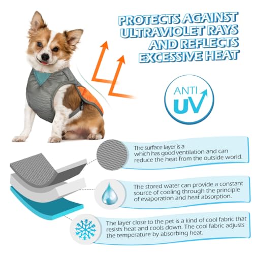 POPETPOP Dog Cooling Vest- Reflective Dog Cooling Coat with Adjustable Side Straps, Pet Cooler Jacket for Small, Medium Orange - Image 3
