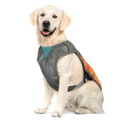 POPETPOP Dog Cooling Vest- Reflective Dog Cooling Coat with Adjustable Side Straps, Pet Cooler Jacket for Small, Medium Orange - Image 4