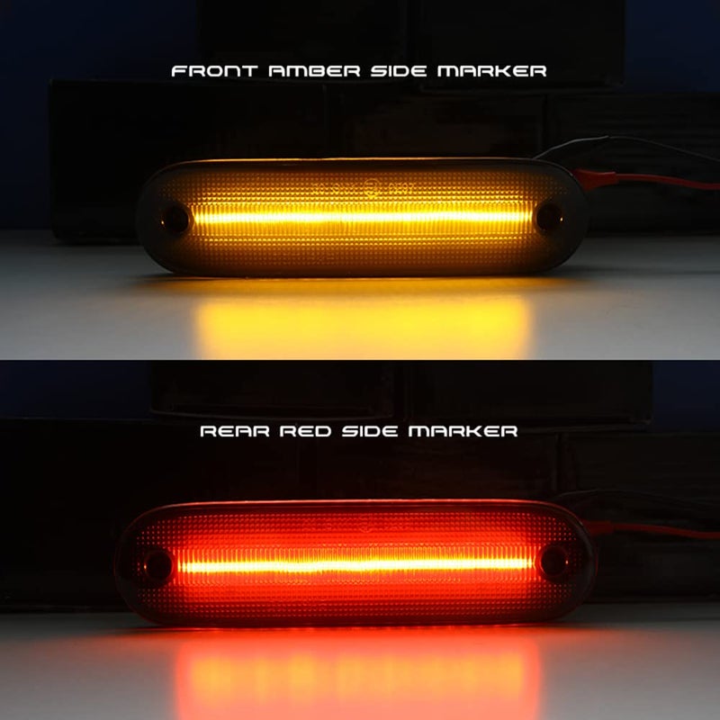 TOTMOX TOTMOX Smoked Lens Miata MX-5 LED Side Marker Lamp Light Kits for 90-97 Mazda Miata MX-5 & 1999-2005 Mazda Miata MX-5 Amber Front Red Rear Turn Signal Driver and Passenger Side Replacement - Image 2