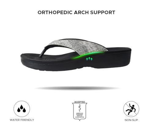 AEROTHOTIC Comfy Flip Flops for Women, Mellow Black, Size 9 - Image 5