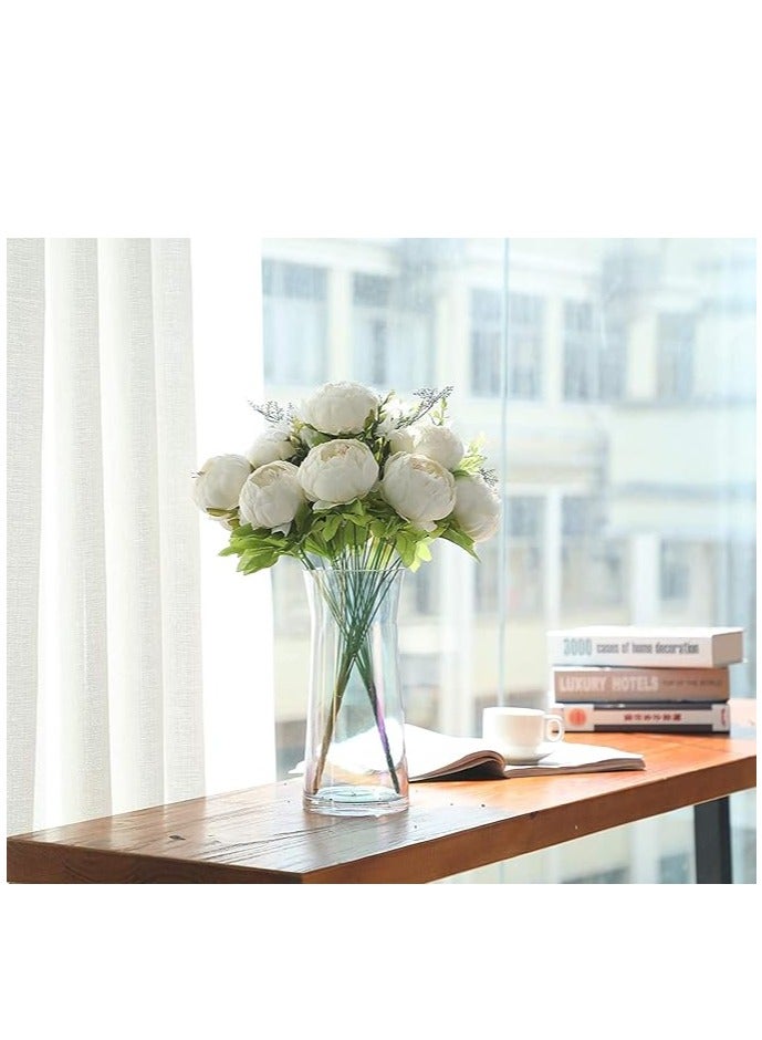 DUNISO باقة زهور الفاوانيا الصناعية المصنوعة من الحرير لتزيين المنزل والزفاف نباتات صناعية زهور حريرية داخلية لترتيبات المنزل - Image 5
