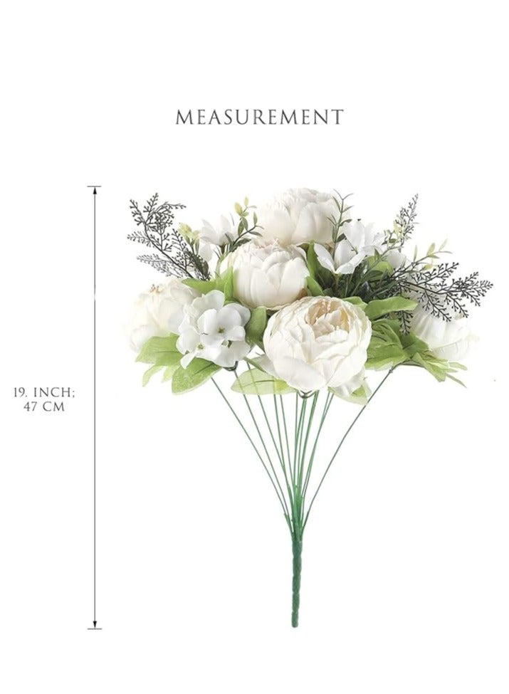 DUNISO باقة زهور الفاوانيا الصناعية المصنوعة من الحرير لتزيين المنزل والزفاف نباتات صناعية زهور حريرية داخلية لترتيبات المنزل - Image 3