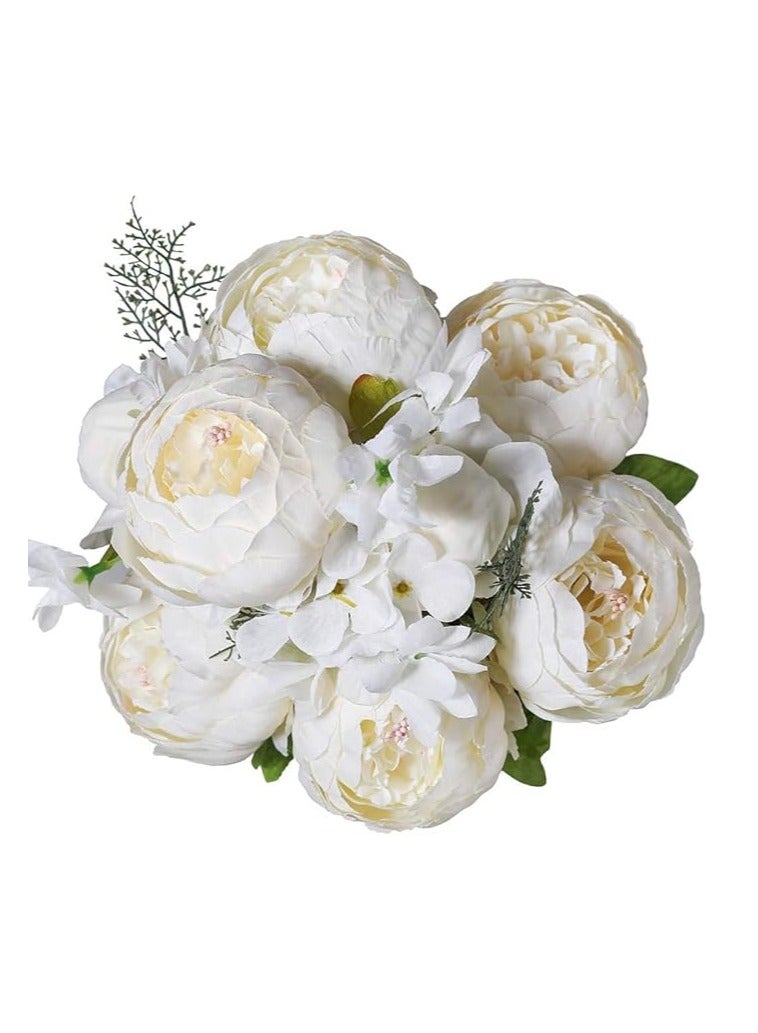 DUNISO باقة زهور الفاوانيا الصناعية المصنوعة من الحرير لتزيين المنزل والزفاف نباتات صناعية زهور حريرية داخلية لترتيبات المنزل - Image 2