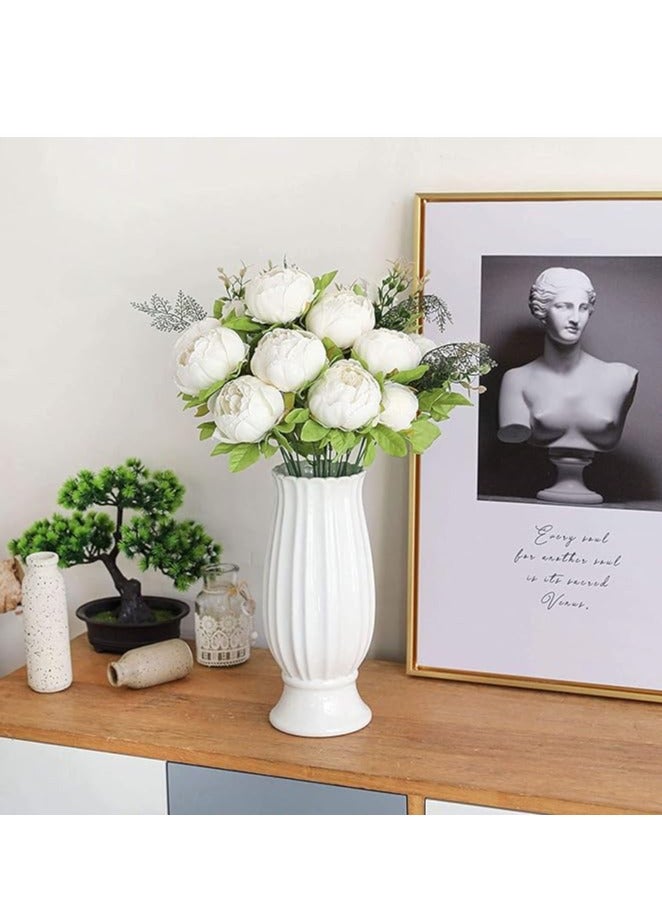 DUNISO باقة زهور الفاوانيا الصناعية المصنوعة من الحرير لتزيين المنزل والزفاف نباتات صناعية زهور حريرية داخلية لترتيبات المنزل - Image 4