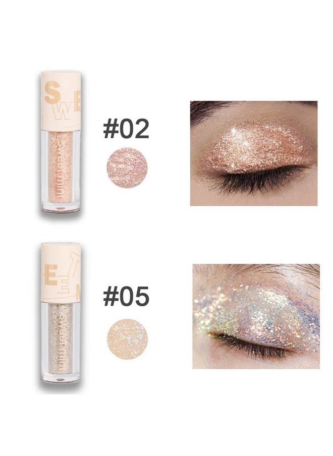 SUAKE - Liquid Sparkling Glitter Eye Shadow Sticks: Crystal Silver Golden Eyeshadow, Eyeliner, Eyelid, Liquid Highlight Shimmer Makeup For Eyes,Waterproof Quick-Drying,2 Pieces Sombra De Para Ojos - Image 1