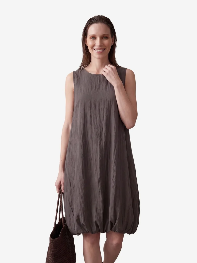 ماي فاشن MY FASHION Loose Mini Dress in Textured Lyocell
