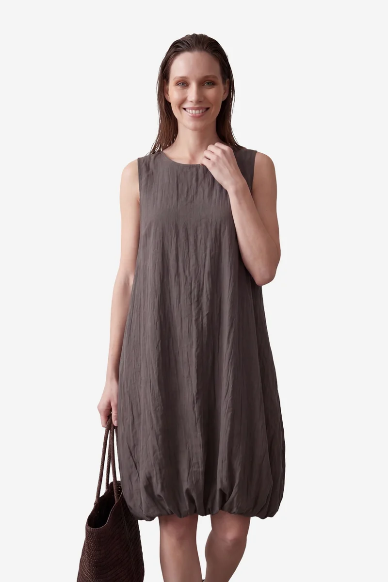 ماي فاشن MY FASHION Loose Mini Dress in Textured Lyocell