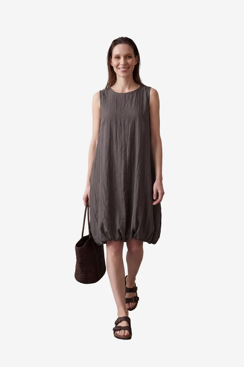 ماي فاشن MY FASHION Loose Mini Dress in Textured Lyocell