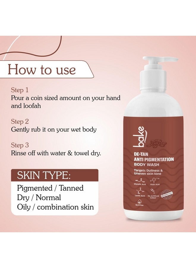 BAKE De-Tan Anti Pigmentation Coffee Body Wash with Kojic Acid, Glycolic Acid, Lactic Acid for Dark Spots, Pigmentation, Tanning & Tan Removal | For Men & Women | 250ml - Image 4