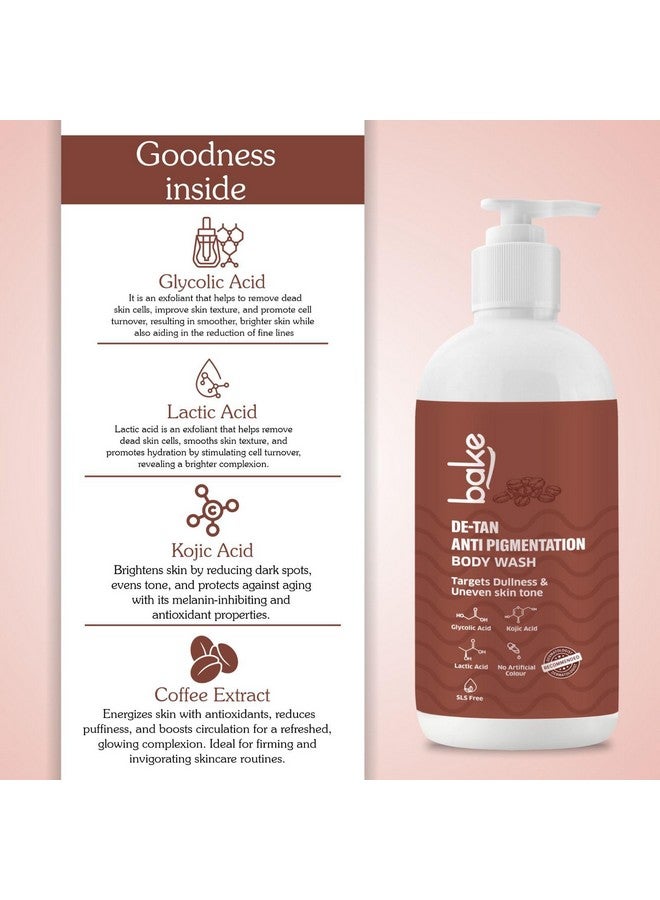BAKE De-Tan Anti Pigmentation Coffee Body Wash with Kojic Acid, Glycolic Acid, Lactic Acid for Dark Spots, Pigmentation, Tanning & Tan Removal | For Men & Women | 250ml - Image 5