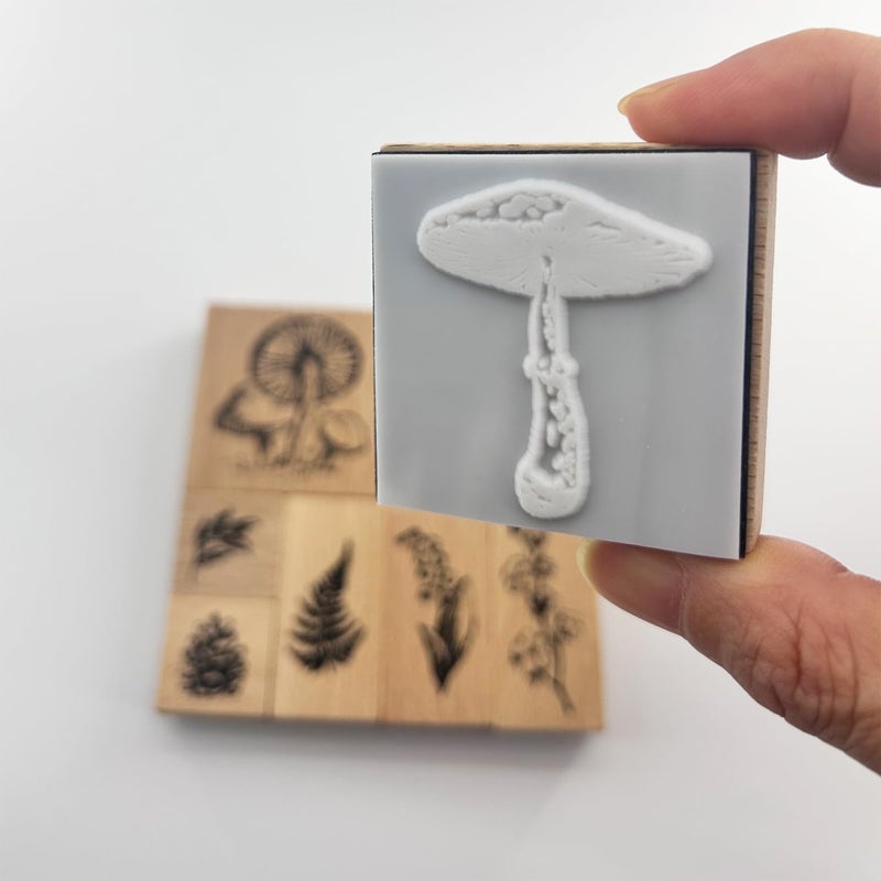 YGONTAK 7Pcs Wooden Mounted Rubber Stamps Plant and Flower Decorative Retro Wood Rubber Stamp Set for Art and Craft Journals DIY Card Making Scrapbooking - Image 3