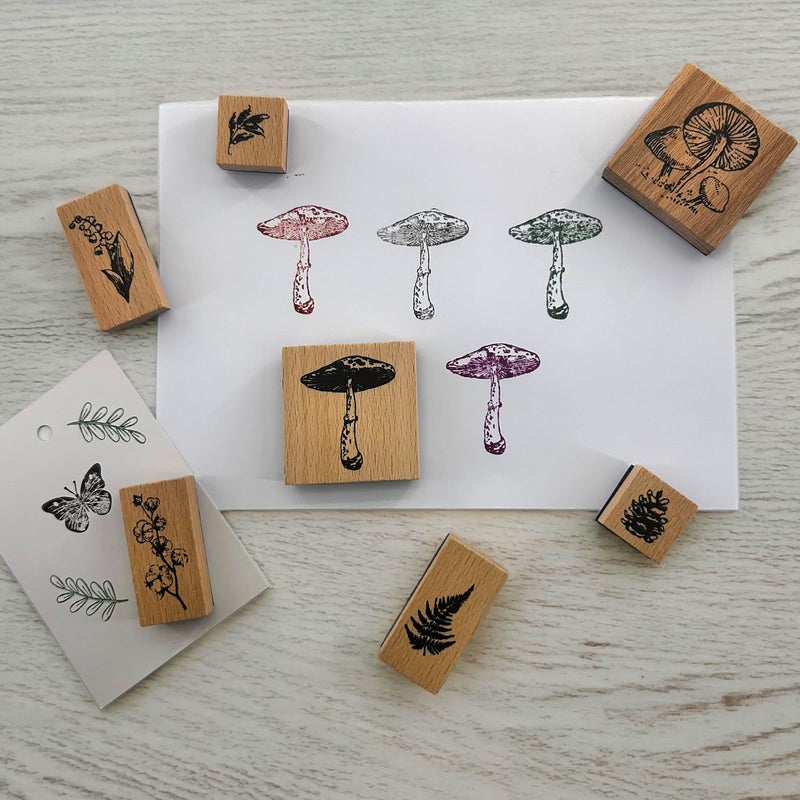 YGONTAK 7Pcs Wooden Mounted Rubber Stamps Plant and Flower Decorative Retro Wood Rubber Stamp Set for Art and Craft Journals DIY Card Making Scrapbooking - Image 5