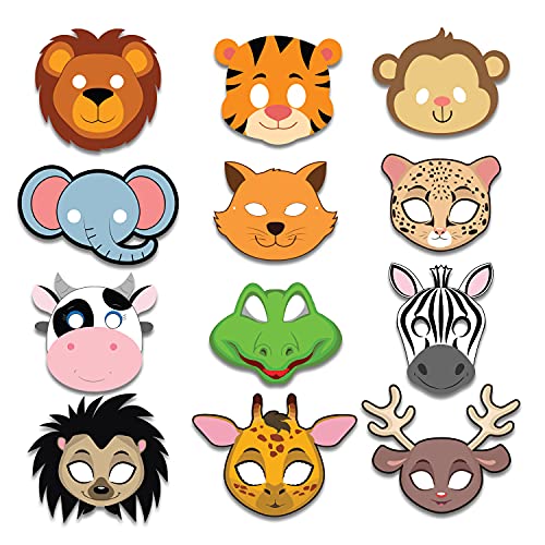 Festiko® JUNGLE Theme Happy birthday Party Decoration 12 Pcs Animal Eye mask for Jungle Birthday Theme Decoration,JUNGLE/Safari Themes party Favors for Kids/1st Birthday Decoration - Image 1