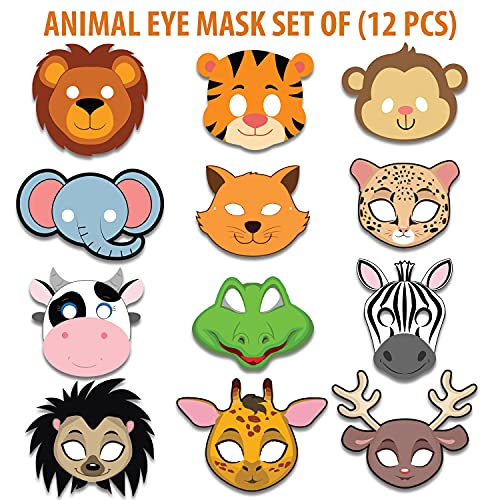 Festiko® JUNGLE Theme Happy birthday Party Decoration 12 Pcs Animal Eye mask for Jungle Birthday Theme Decoration,JUNGLE/Safari Themes party Favors for Kids/1st Birthday Decoration - Image 2