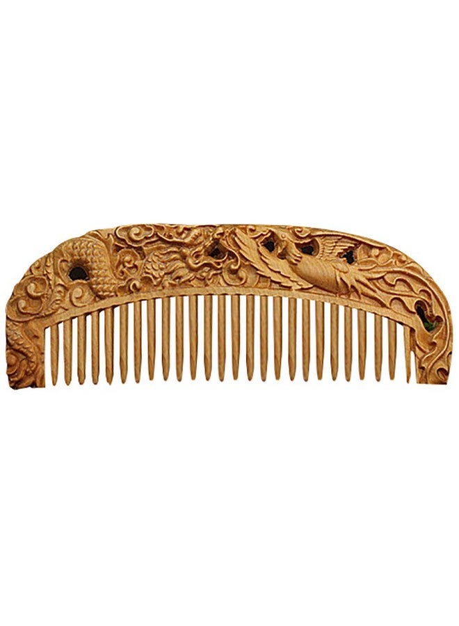 Nerien Handmade Carved Vintage Wooden Hair Comb Portable Anti Static Engraving Animals Women Comb (Dragon & Phoenix) - Image 1