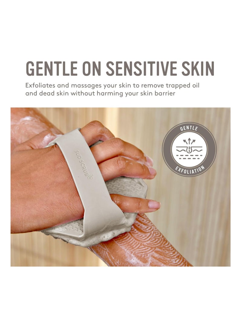 Sud Scrub® Antimicrobial Silicone Body Scrubber, Exfoliating Body Scrubber for Sensitive Skin, Eco Friendly Shower Scrubber for Body, Silicone Body Brush for Showering, Clay - Image 3