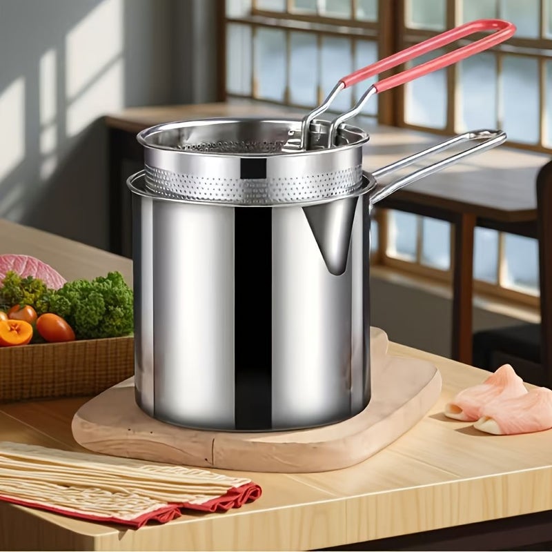 Stainless Steel Deep Fryer and Strainer Set Silvery for Crispy Fries Fish Chicken - Image 5